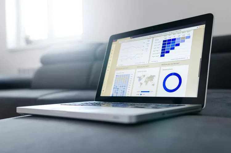 Laptop displaying an analytics dashboard